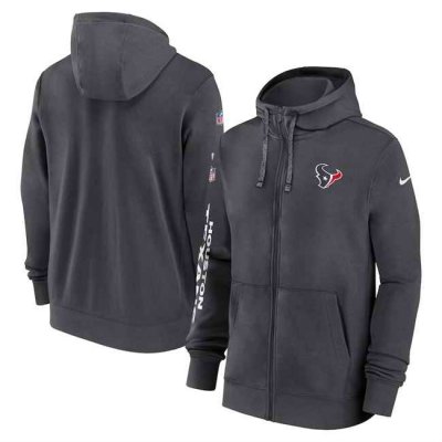 Men's Houston Texans Heather Charcoal 2024 Team Full-Zip Hoodie