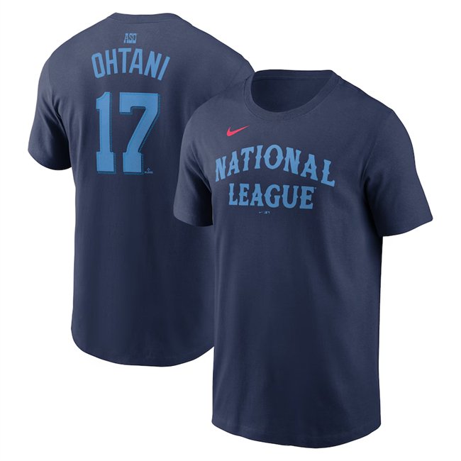 Men's National League #17 Shohei Ohtani Navy 2024 All-Star Name & Number T-Shirt