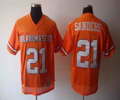 Cowboys #21 Barry Sanders Orange Throwback Stitched NCAA Jersey