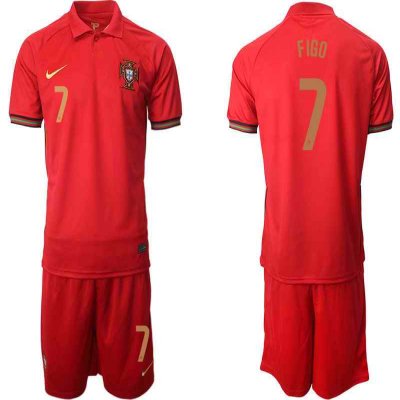 Portugal #7 Figo Home Kid Soccer Country Jersey