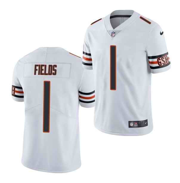 Youth Chicago Bears #1 Justin Fields White 2021 NFL Draft Vapor Untouchable Limited Stitched Jersey