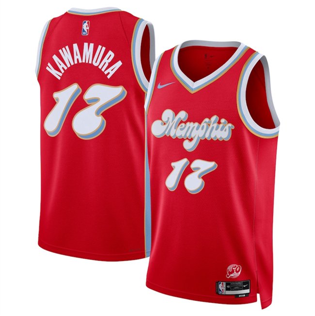 Men's Memphis Grizzlies #17 Yuki Kawamura Red 2024/25 City Edition Stitched Basketball Jersey