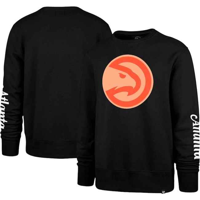 Men's Atlanta Hawks '47 Black 2022/23 City Edition Two-Peat Headline Pullover Sweatshirt