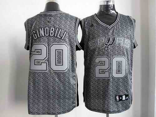 Spurs #20 Manu Ginobili Grey Static Fashion Stitched NBA Jersey