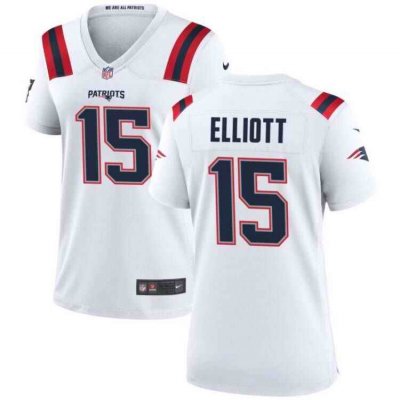 Women's New England Patriots #15 Ezekiel Elliott White Stitched Jersey(Run Small)