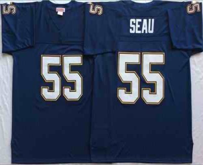 Mitchell And Ness 1994 Chargers #55 Junior Seau Navy Blue Throwback Stitched NFL Jersey