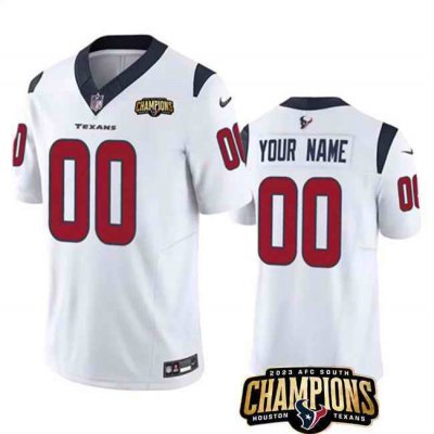 Men's Houston Texans Active Player Custom White 2023 F.U.S.E. AFC South Champions Patch Vapor Limited Stitched Football Jersey