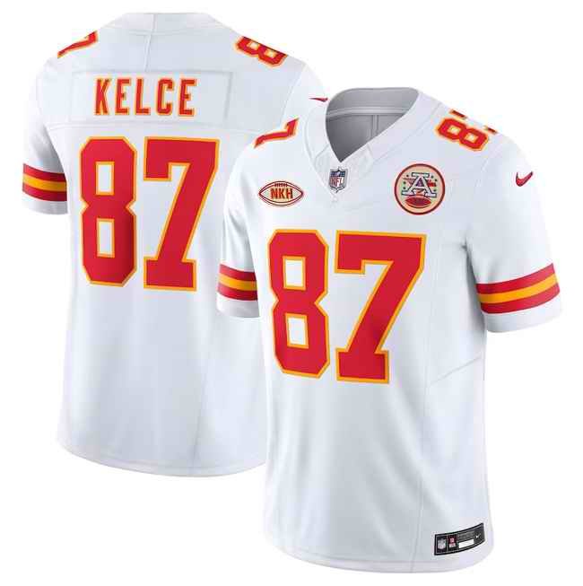 Men's Kansas City Chiefs #87 Travis Kelce White 2023 F.U.S.E. With NKH Patch Vapor Untouchable Limited Stitched Jersey