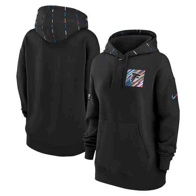 Women's Atlanta Falcons Black 2023 Crucial Catch Club Pullover Hoodie(Run Small)