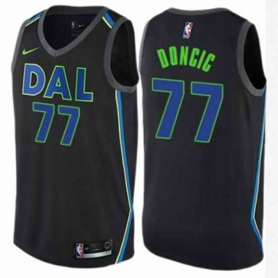 Youth Dallas Mavericks #77 Luka Doncic Black City Edition Stitched Jersey