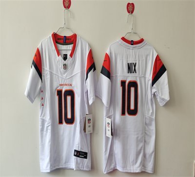 Women's Denver Broncos #10 Bo Nix White 2024 F.U.S.E Stitched Jersey(Run Small)