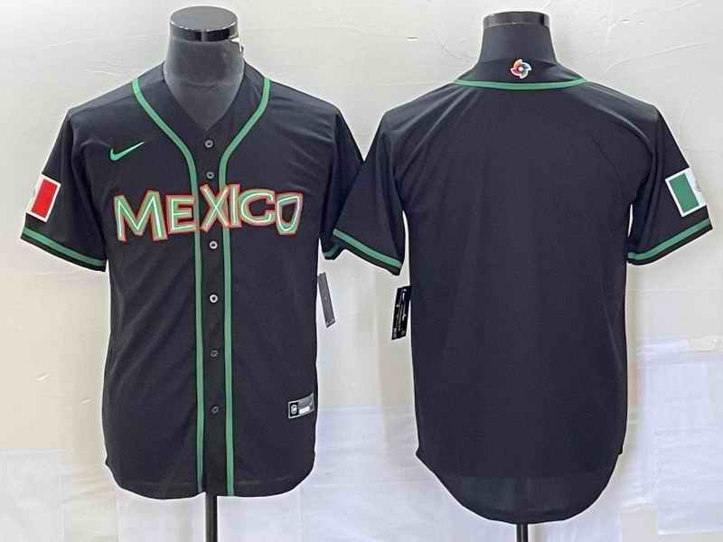 Men's Mexico Baseball Blank 2023 Black World Baseball Classic Stitched Jersey