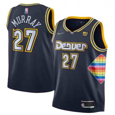 Men's Denver Nuggets #27 Jamal Murray Navy 2021/22 City Edition 75th Anniversary Stitched Jersey