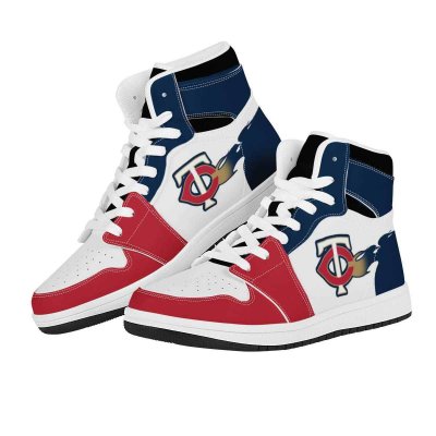 Women's Minnesota Twins High Top Leather AJ1 Sneakers 001