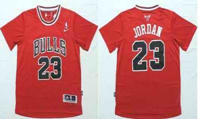 Bulls #23 Michael Jordan Red Short Sleeve Stitched NBA Jersey