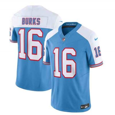 Men's Tennessee Titans #16 Treylon Burks Blue/White 2023 F.U.S.E. Vapor Limited Throwback Stitched Football Jersey