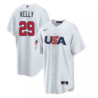 Men's USA Baseball #29 Joe Kelly 2023 White World Baseball Classic Stitched Jersey