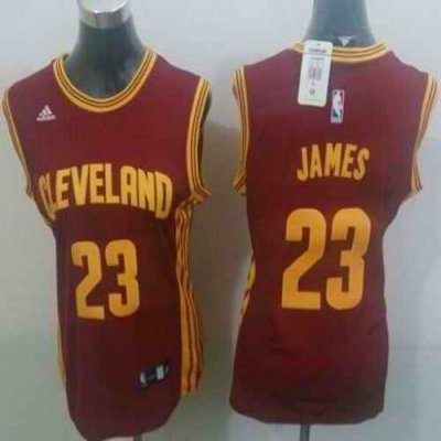 Cavaliers #23 LeBron James Red Women's Road Stitched NBA Jersey