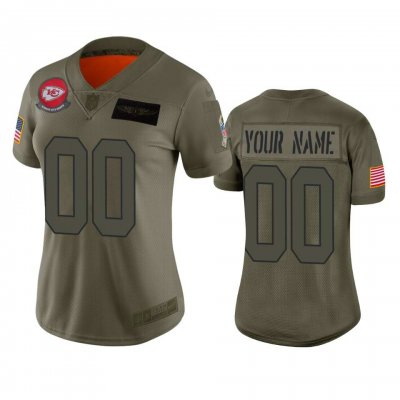 Women's Kansas City Chiefs Customized 2019 Camo Salute To Service NFL Stitched Limited Jersey(Run Small'