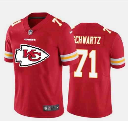 Men's Kansas City Chiefs #71 Mitchell Schwartz Red 2020 Red Team Big Logo Limited Stitched Jersey