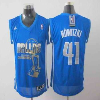 Mavericks 2011 NBA Finals Champions #41 Dirk Nowitzki Revolution 30 Blue Stitched NBA Jersey