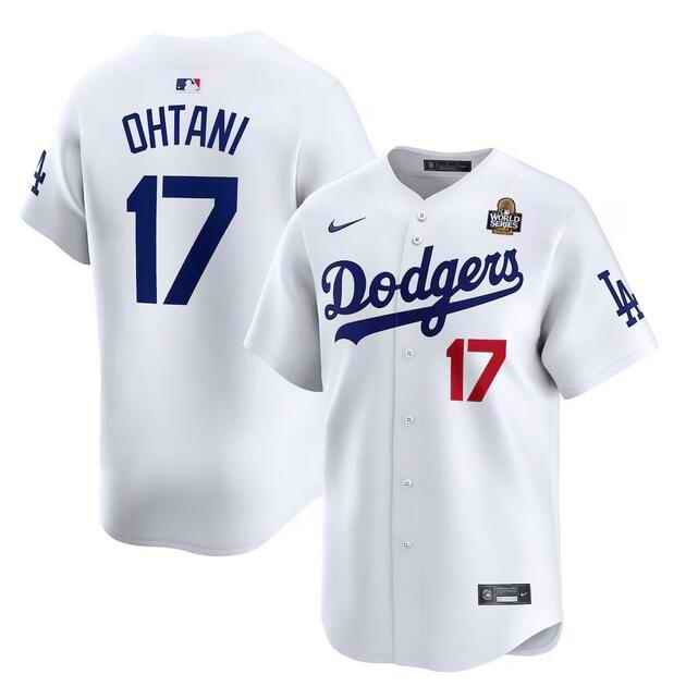 Men's Los Angeles Dodgers #17 Shohei Ohtani White 2024 World Series Home Limited Stitched Baseball Jersey