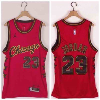 Men's Chicago Bulls #23 Michael Jordan Red Championship Stitched Jersey