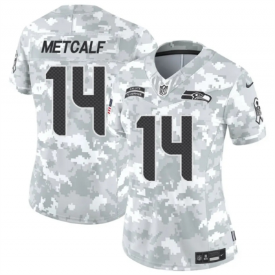 Women's Seattle Seahawks #14 DK Metcalf 2024 F.U.S.E Arctic Camo Salute to Service Limited Stitched Football Jersey(Run Small)