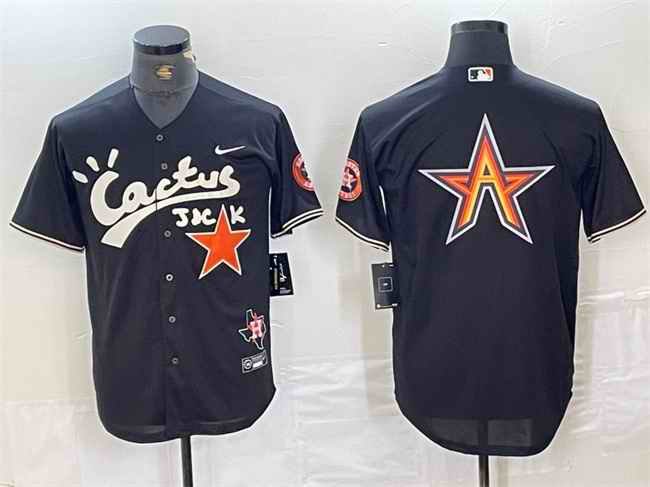 Men's Houston Astros Team Big Logo Black Cactus Jack Vapor Premier Limited Stitched Baseball Jersey