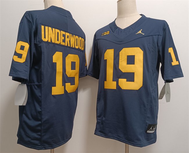 Men's Michigan Wolverines #19 Bryce Underwood Navy 2024 F.U.S.E. Stitched Jersey