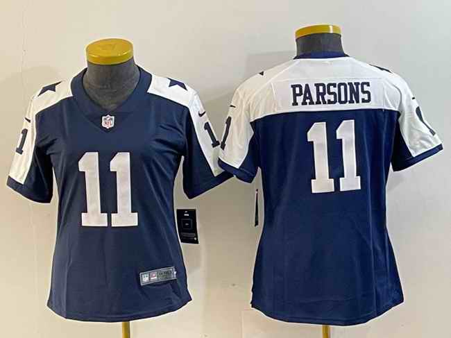 Women's Dallas Cowboys #11 Micah Parsons Navy/White Vapor Untouchable Limited Stitched Jersey(Run Small)