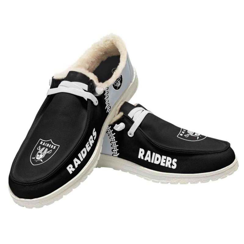 Men's Las Vegas Raiders Loafers Lace Up Fuzzy Lined Shoes 002 (Pls check description for details)