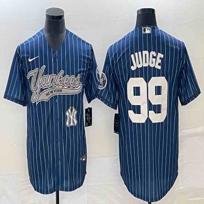 Men's New York Yankees #99 Aaron Judge Navy With Patch  Cool Base Stitched Baseball Jersey