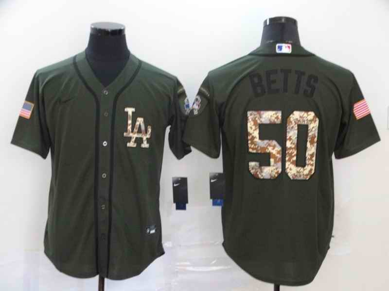 Men's Los Angeles Dodgers #50 Mookie Betts Green  Cool Base Stitched MLB Jersey