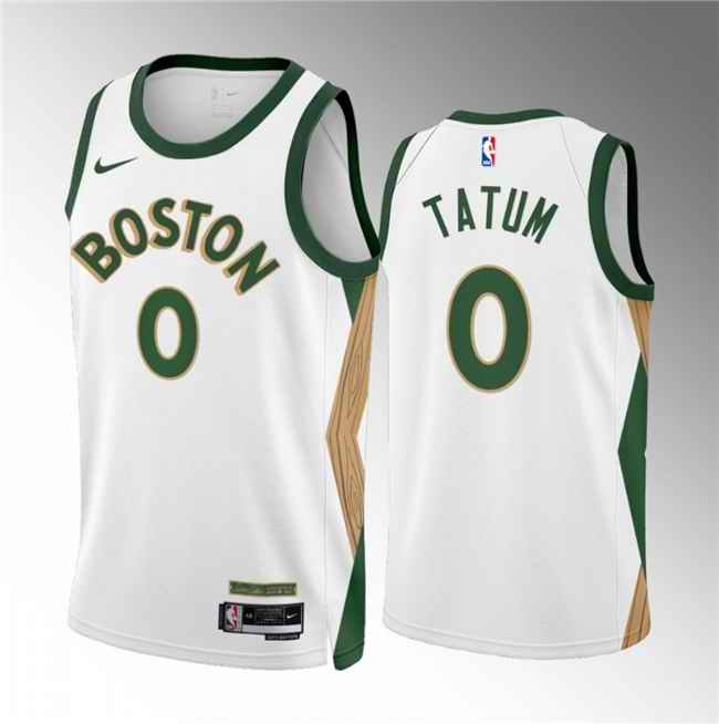 Men's Boston Celtics #0 Jayson Tatum White 2023/24 City Edition Stitched Basketball Jersey