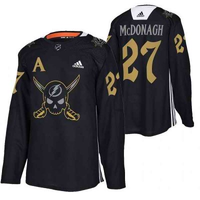 Men's Tampa Bay Lightning #27 Ryan McDonagh Black Gasparilla inspired Pirate-themed Warmup Stitched Jersy