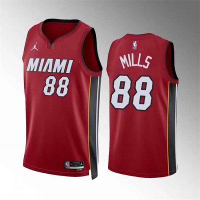 Men's Miami Heat #88 Patrick Mills Red Statement Edition Stitched Basketball Jersey