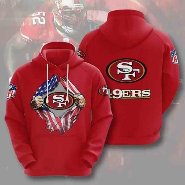 Men's San Francisco 49ers Red 3D Trending T-Shirt Hoodie