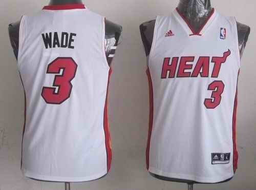 Heat #3 Dwyane Wade White Stitched Youth NBA Jersey