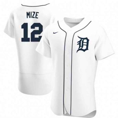 Men's Detroit Tigers #12 Casey Mize White Flex Base Stitched Jersey