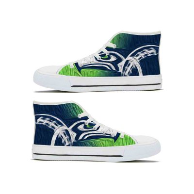 Men's Seattle Seahawks High Top Canvas Sneakers 001