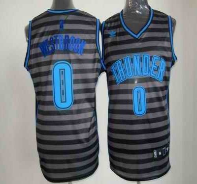 Thunder #0 Russell Westbrook Black/Grey Groove Stitched NBA Jersey