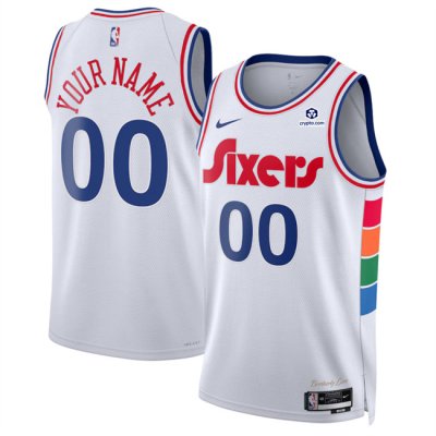 Men's Philadelphia 76ers Active Player Custom White 2024/25 City Edition Stitched Jersey