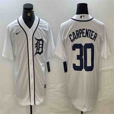 Men's Detroit Tigers #30 Kerry Carpenter White Cool Base Stitched Baseball Jersey