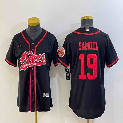 Women's San Francisco 49ers #19 Deebo Samuel Black With Patch Cool Base Stitched Baseball Jersey(Run Small)