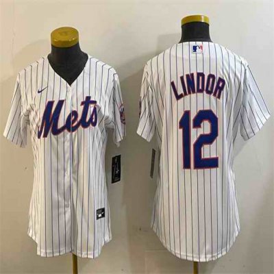 Youth New York Mets #12 Francisco Lindor White Cool Base Stitched Baseball Jersey