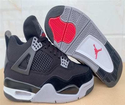 Men's Hot Sale Running weapon Air Jordan 4 Black Canvas Shoes 0112