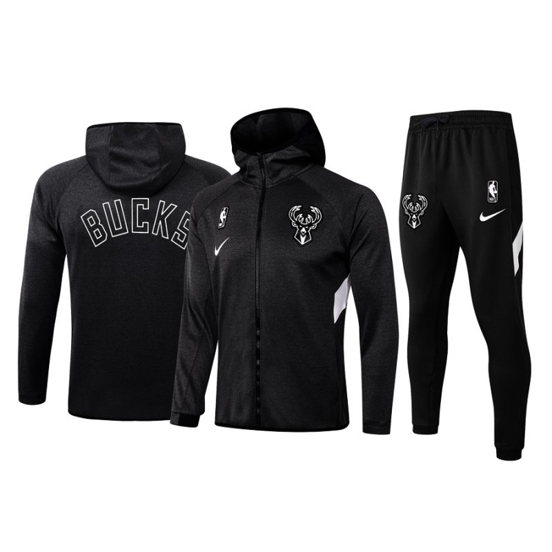 Men's Milwaukee Bucks Black Warmup Hoodiesuit