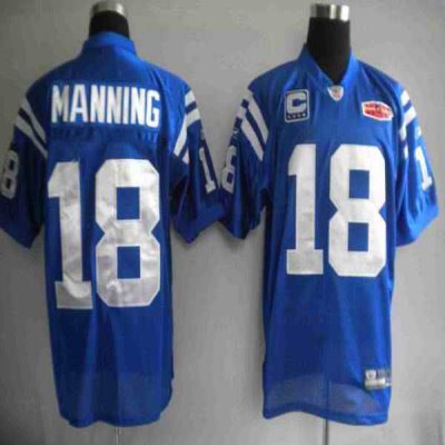 Colts #18 Peyton Manning Blue With Super Bowl Patch Stitched Youth NFL Jersey