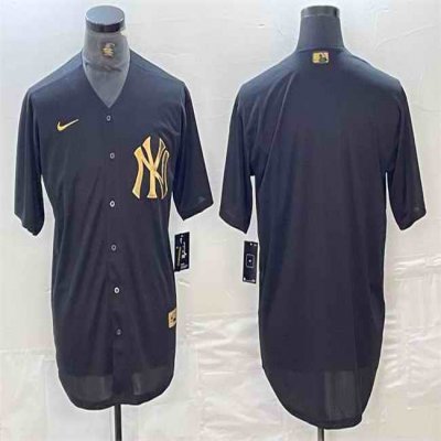 Men's New York Yankees Blank Black Cool Base Stitched Baseball Jersey